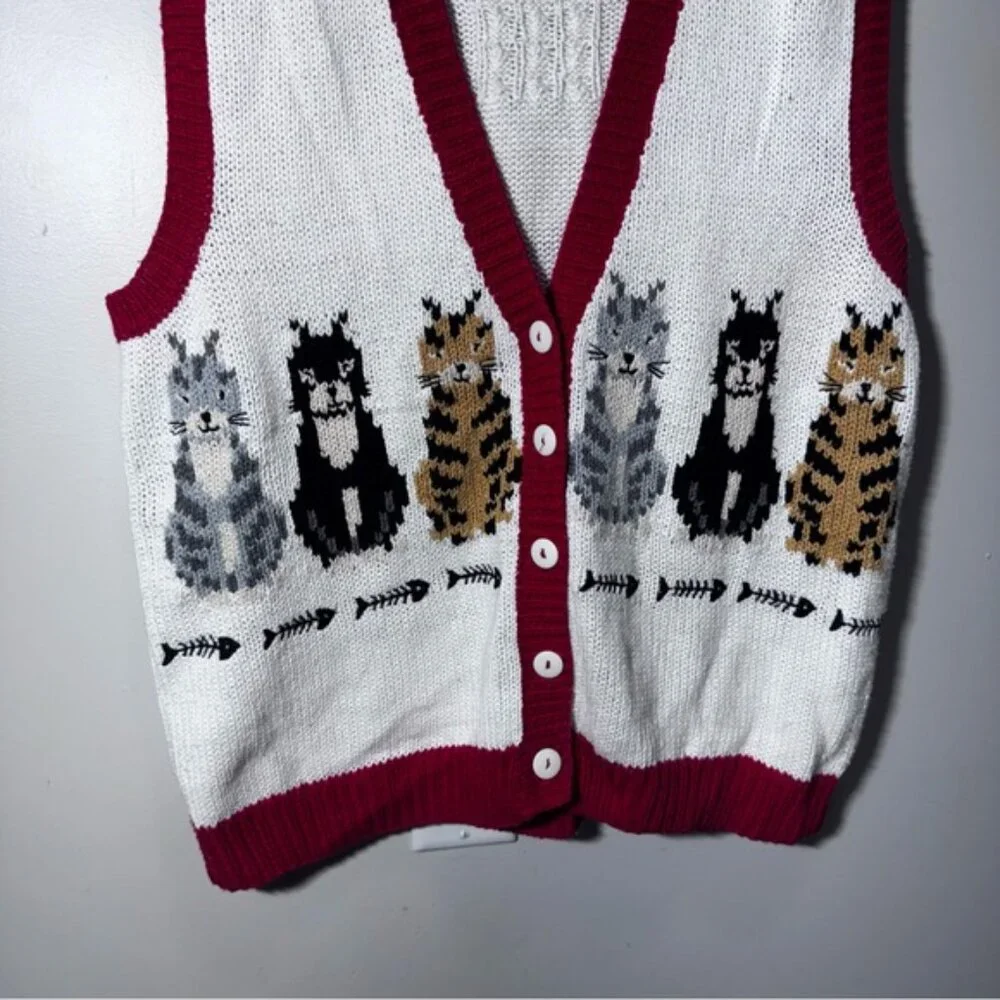 Vintage Marisa Christina Vneck Knit Button Front Vest Size Large - Picture 4 of 9